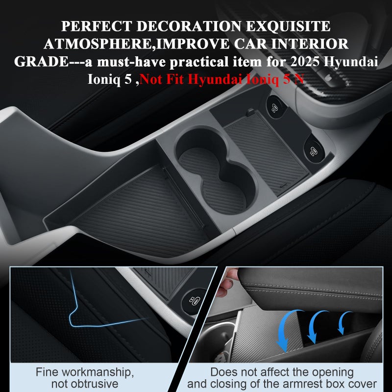 BIBIBO 2025 Ioniq 5 Center Console Tray for 2025 Hyundai Ioniq 5 SE/SEL/Limited/XRT Under Console Organizer Tray Ioniq 5 2025 Under Console Insert Organizer 2025 Ioniq 5 - Image 5